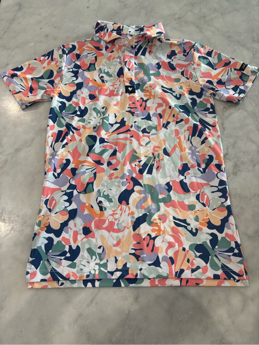 Youth Boys Bad Birdie Golf Polo Multicolor Abstract Print Polo Shirt